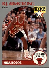 1990-91 NBA HOOPS Rookie Trading Card #60 ?? B.J. ARMSTRONG ?? Chicago Bulls. rookie card picture