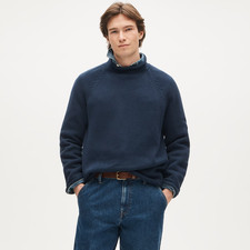 J.Crew 1988 Vintage Navy Blue Roll Neck Wool Fisherman Oarsman Size Large