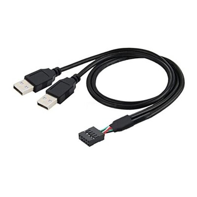  USB 2.0 Front Panel Header 9/10Pin 1 Male to 2 USB 2.0 Male Y Splitter Cable