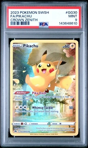 2023 POKEMON SWORD AND SHIELD CROWN ZENITH #GG30 FA PIKACHU PSA 9