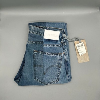 E.L.V Denim Womens Mid Blue Twin Straight Cropped Jeans Uk30 100% Cotton