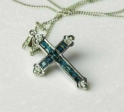 2ct Princess LabCreated Blue Topaz Women's Pendant 14k White Gold Plated