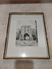 Vintage Etching EIGELSTEINTORBURG Framed and Signed R. Lenz 10 x 12