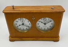 2-MCHZ (JANTAR YANTAR) VINTAGE USSR WOODEN CHESS CLOCK 1952