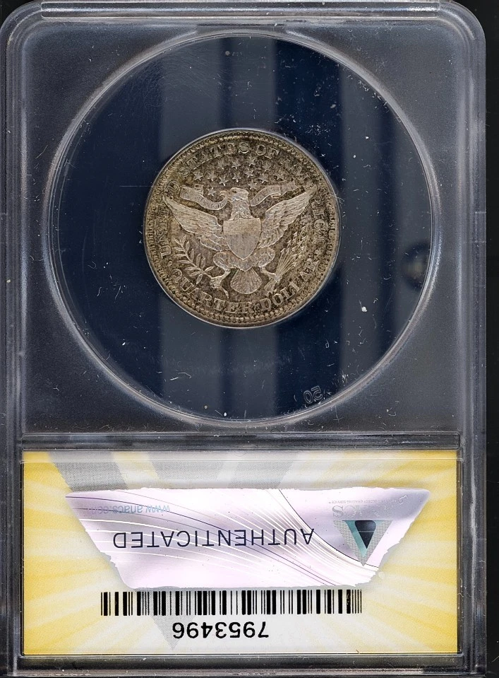 1905 25c Silver Barber Quarter MS 61 ANACS # 7953496 + Bonus - Image 2 of 2