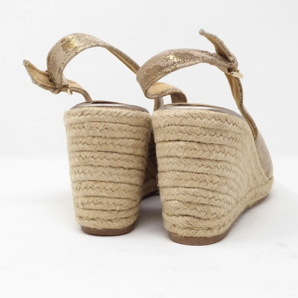 Sapatos Naturalizer Pearl Slingback Espadrille Wedge Gold Animal Print EUA 7M - Imagem 4 de 4