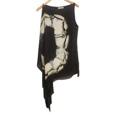 Halston Heritage Black White And Green Silk Sleeveless Top L