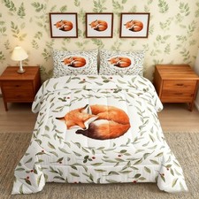 Lovely Fox Comforter Set Queen Size, Cartoon Animal Theme Quilt Set with 2 Pi...