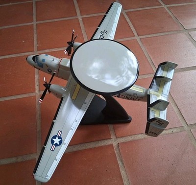1:48 Grumman NAVY E-2C Hawkeye Mahogany Wood Executive Aircraft with Stand. MINT