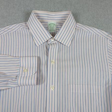 Brooks Brothers Milano Dress Shirt Mens 15.5 Striped Long Sleeve Non-Iron Supima