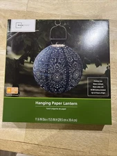 Mainstays Hanging Paper Lantern  Solar LED Outdoor Use Water Resistant NIB