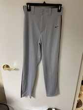 NWOT Nike Swingman Youth XL Gray Burgundy Striped Straight Leg Baseball Pants