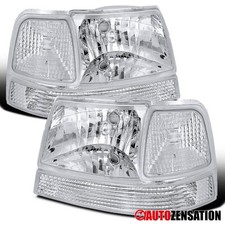 Fits 1998-2000 Ford Ranger Clear Lens Headlights+Corner Bumper Signal Lamps Pair
