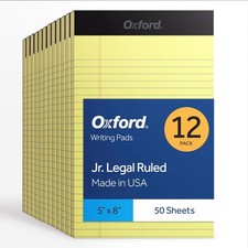 Junior Legal Ruled Note Pads 12 Pack 50 Sheets Each 5 x 8 Canary Yellow Paper