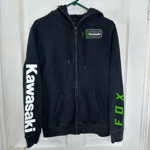 Fox Racing Kawasaki Zip Up Hoodie Adult Small Black Hooded Dirtbike Sweatshirt
