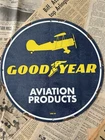 VINTAGE 1959 GOODYEAR AVIATION PRODUCTS 12 INCH PORCELAIN ENAMEL SIGN