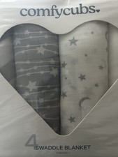 Comfy Cubs 3-Pack Cotton Swaddle Blanket for Newborns 0-3 Months
