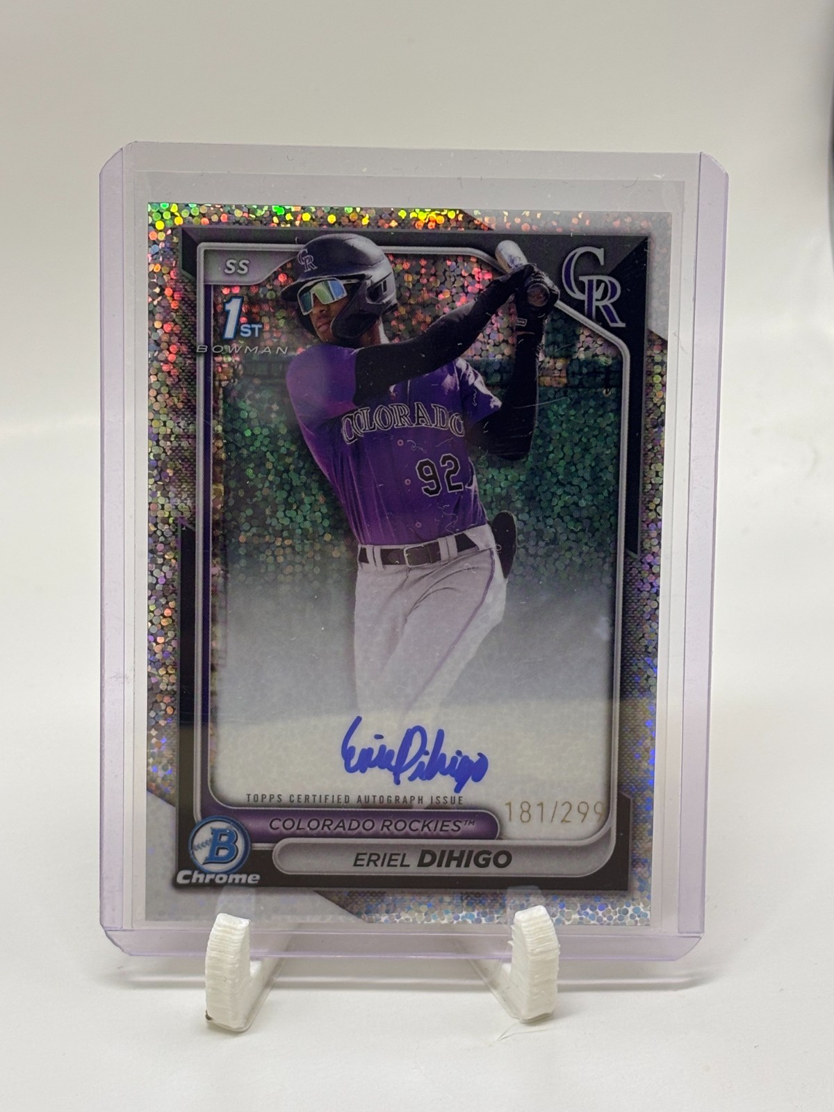 2024 Bowman Chrome 1st Eriel Dihigo Auto Speckle Refractor 181/299 RC Rockies