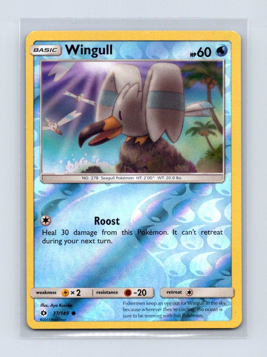 Wingull 37/149 Common SM Base Set Pokemon Reverse Holo Lightly Played