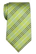 Tartan Plaid Check Styles Woven Microfiber Men's Tie Necktie - 10 Colors Green