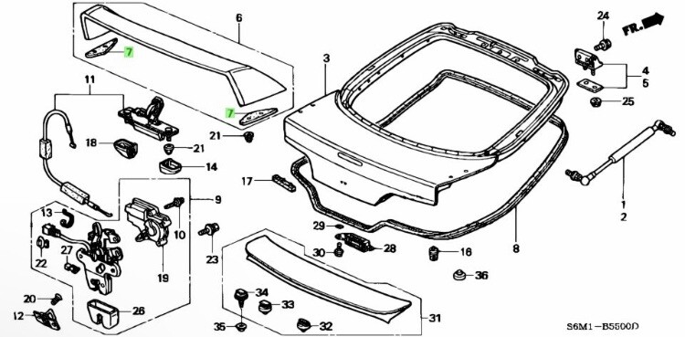 Genuine OEM DC5 Honda Integra Type R Trunk Spoiler Gasket Set 02