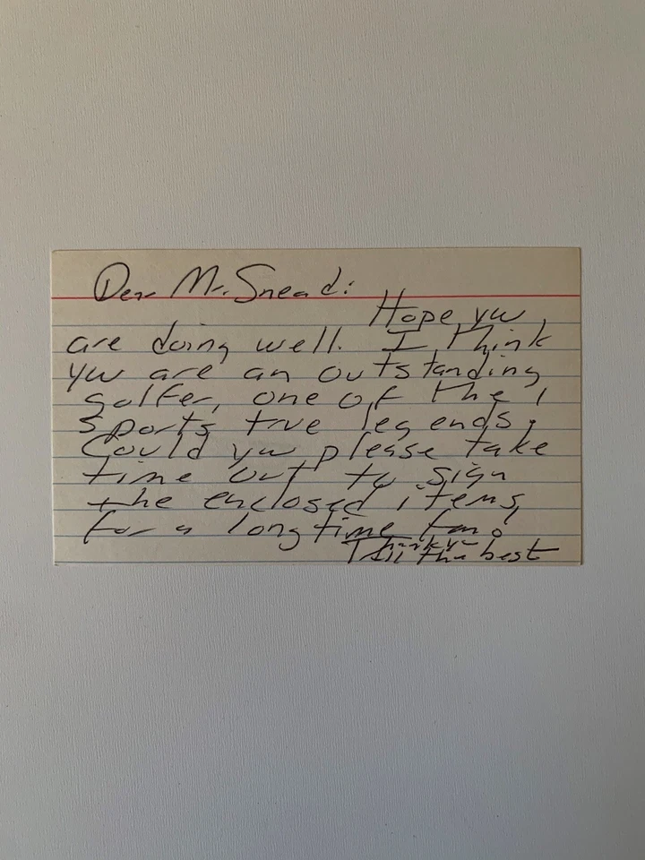 Sam Snead Golf Signed Autograph Index Card PSA DNA j2f1c - Image 2 of 3