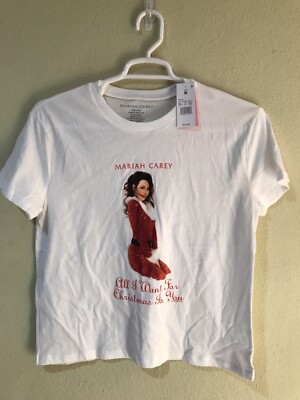 Mariah Carey All I Want For Christmas Is You White T-Shirt Tee 100% Cotton  M n2