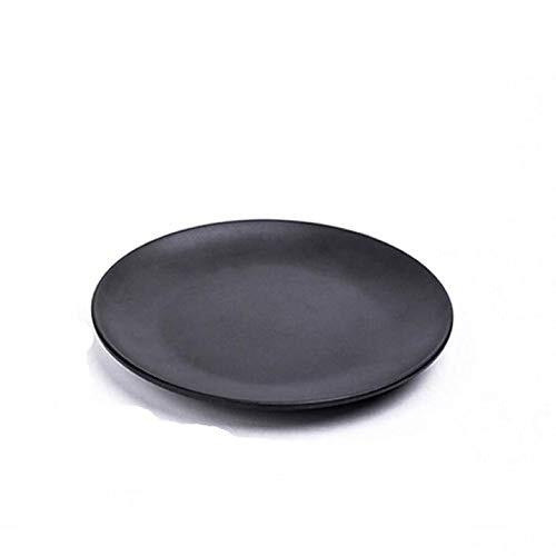 Plato de cena reutilizable apto para lavavajillas lavable, 9 pulgadas de melamina, juego de 3, negro - Imagen 5 de 6
