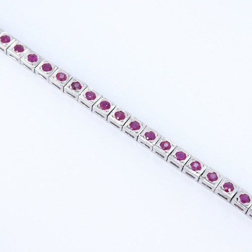 10 Ct Natural Ruby Tennis Bracelet 925 Solid Sterling Silver - Picture 4 of 4
