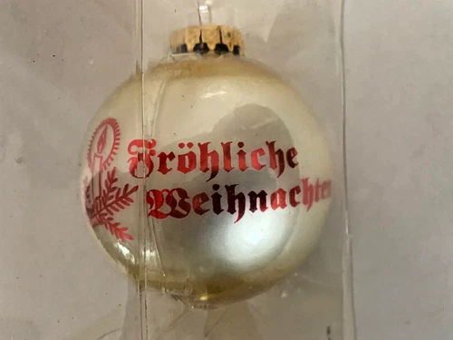 Bronners Christmas Customs of GERMANY Glass Ball Ornament FROLICHE WEIHNACHTEN