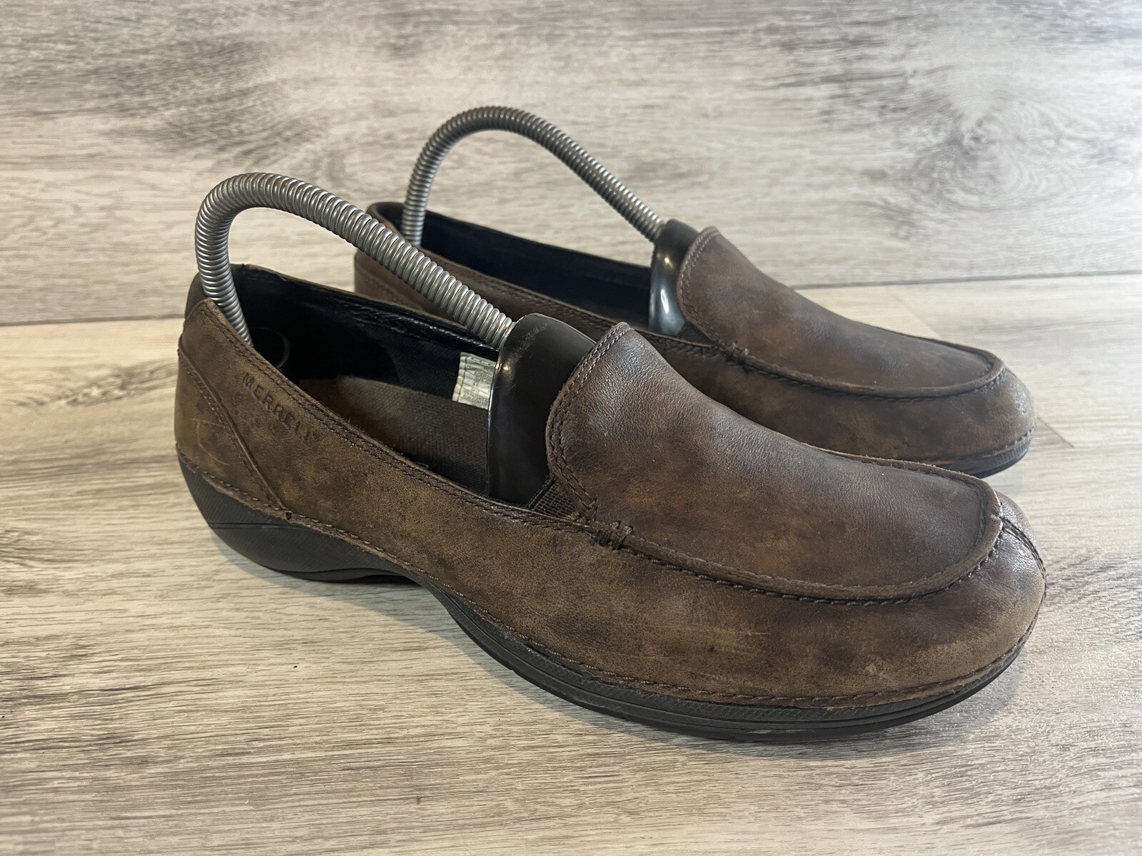 Merrell Shoes Mocassini Donna 8 5 Parma Scuri Casual Slip On J43454 Pelle Marrone