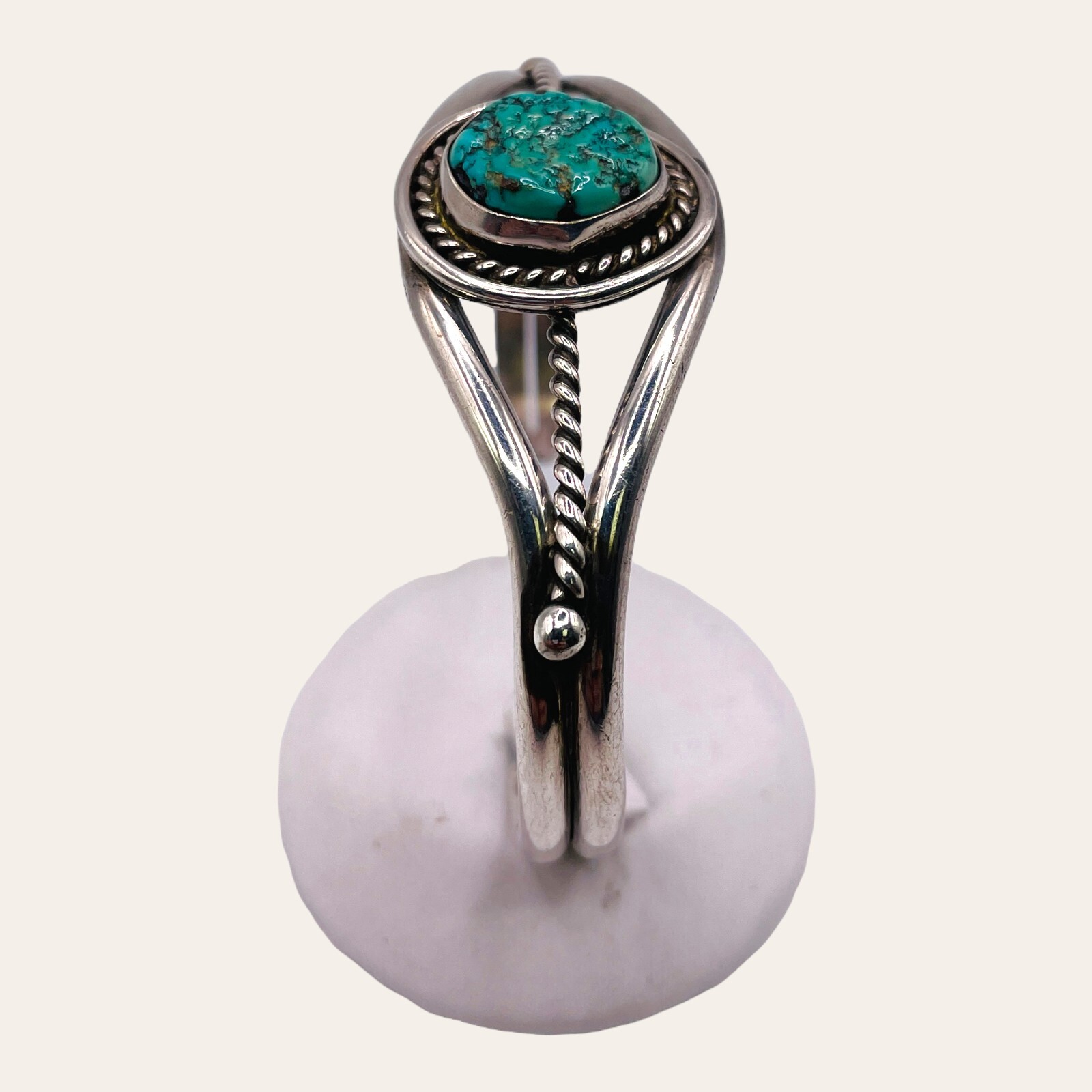 925 Solid Sterling Silver Turquoise Cuff Woman Ba… - image 4