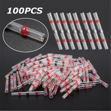 100pcs Awg 22-18 Red Waterproof Heat Shrink Solder Sleeve Butt Splice Connectors