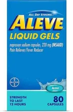 Aleve Liquid Gels Naproxen Sodium Pain Reliever/Fever Reducer,80ct  Exp:07-2025