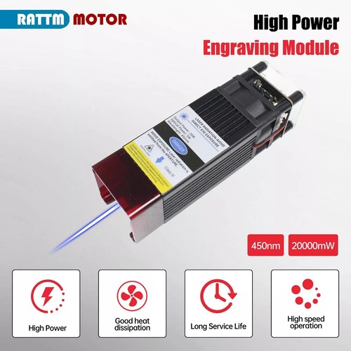 Módulo grabador láser 20W/40W 3 pines 12V cabezal láser PWM/TTL para metal recubierto de madera - Imagen 10 de 15