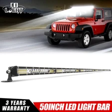 50'' Inch White Ultra-thin LED Light Bar Spot Flood Combo for 4WD Jeep 51'' 52''