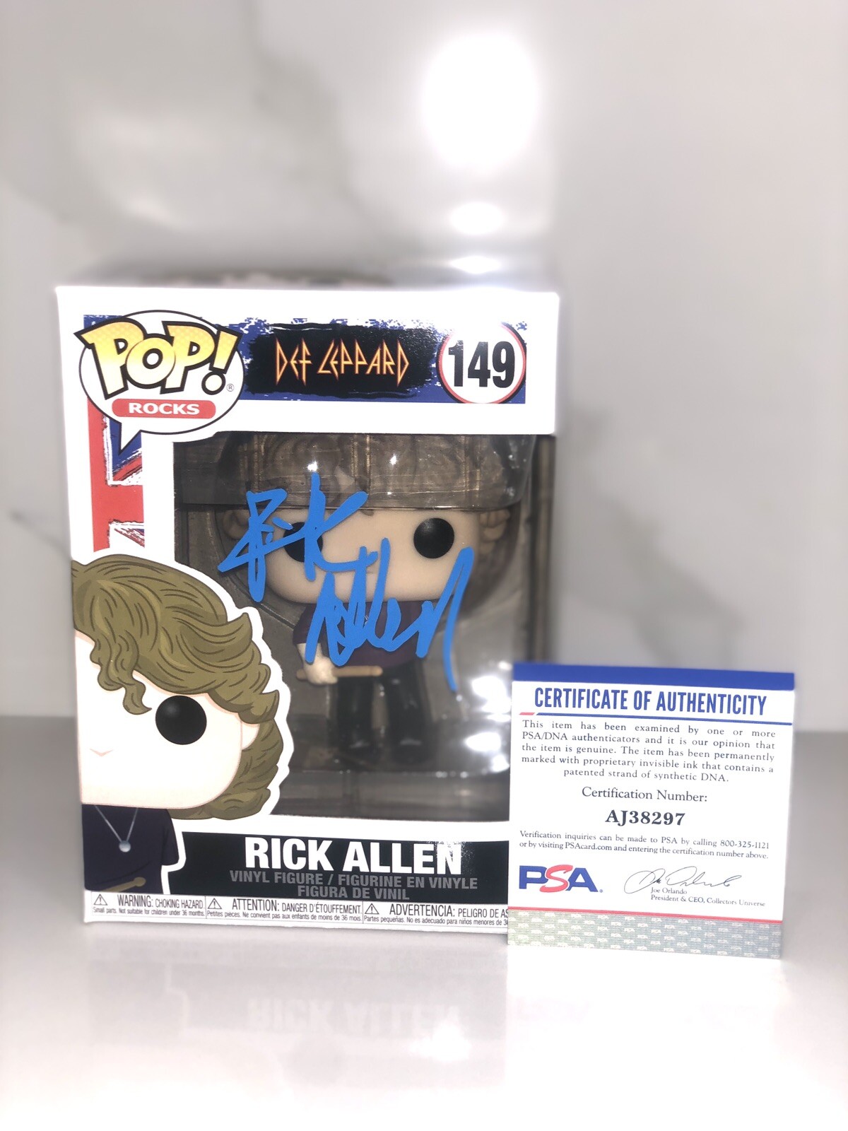 Rick Allen Hand Signed Funko Pop DEF LEPPARD PSA DNA CERT