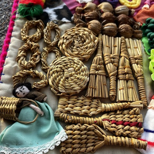 Peruvian Folk Art Fabric Arpillera Market Fruit Wall Hanging Dimensional Textile - Picture 8 of 14