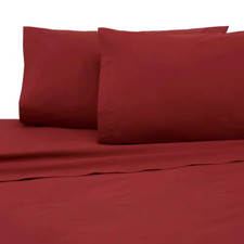 3-Piece Paprika Solid 225 Thread Count Cotton Blend Twin Sheet Set Free Shipping