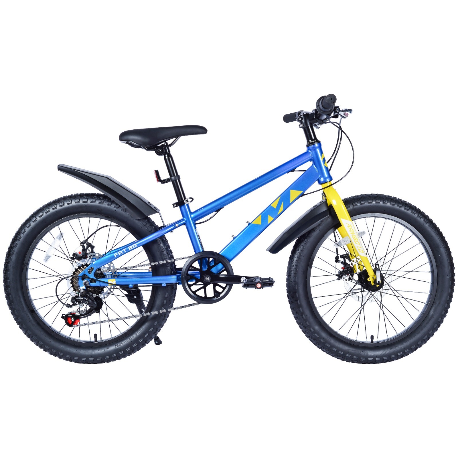 20" Youth Fat Tire Bike, 7-Speed Mountain Bicycle  for Ages 5+,Blue