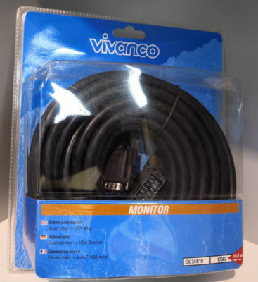 Vivanco 10m Scart Stecker zu VGA Stecker Kabel RGB Positive Scan 17563,CK 344/10