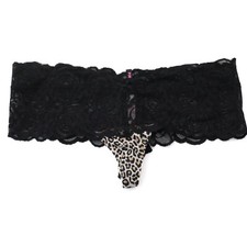 NEW Victoria's Secret VTG PINK Thick Waistaband Lace Cotton Thong Panty SMALL
