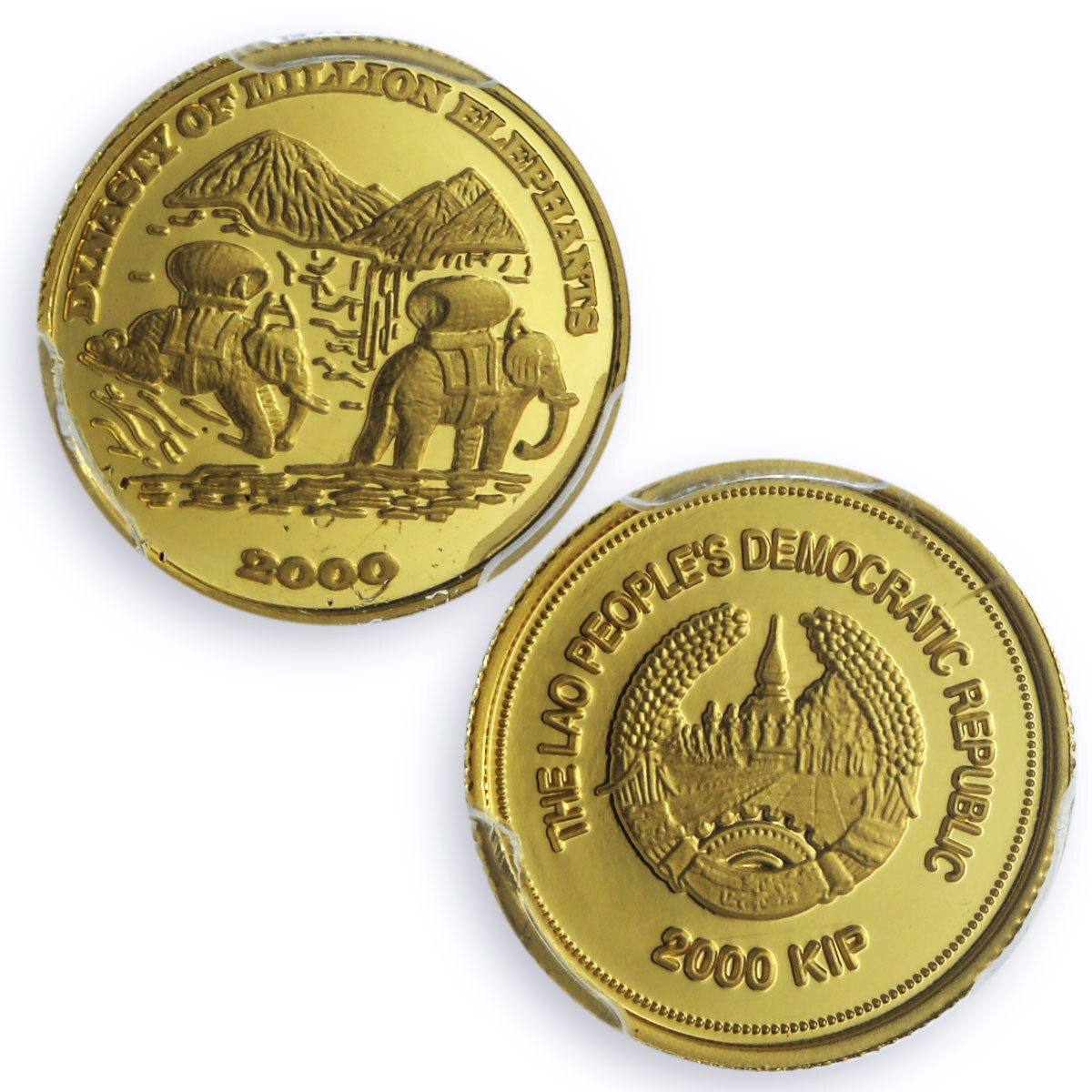 Laos 2000 kip Million Elephants Dynasty Animals History PR70 PCGS