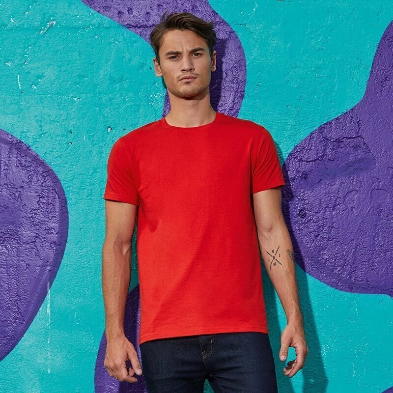 B&C Collection #E190 TU03T - De Los Hombres Plano Algodón Camiseta Medio - Imagen 3 de 4