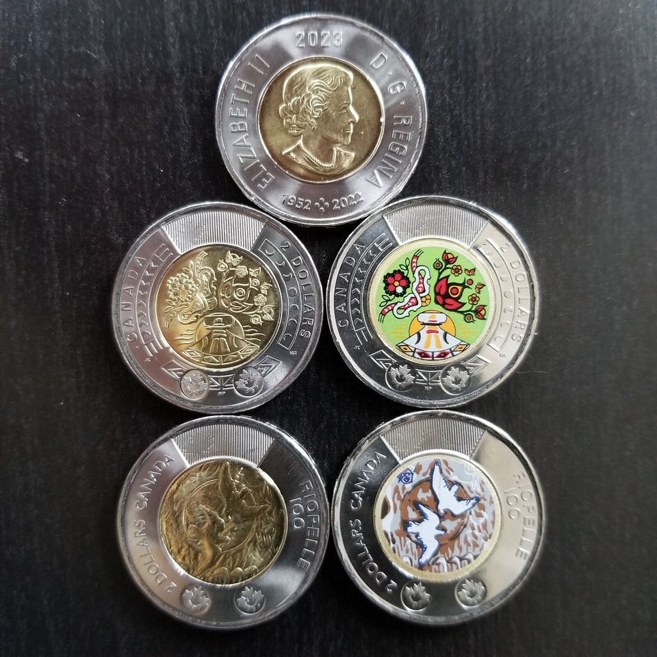 Canada 2 Dollar Commemorative Coins Coloured + Non-Coloured Full Set ...