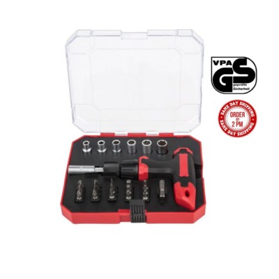 Powerfix Steckschlüssel- & Bit-Satz mit T-Griff / aus Chrom-Vanadium-Stahl / 23-tlg.