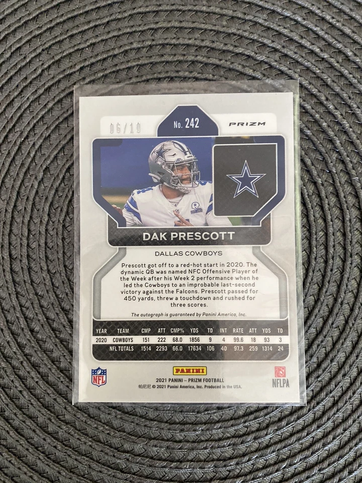 Dak Prescott 2021 Panini Prizm Auto SP Dallas Cowboys Red Shimmer /10 🔥 - Image 2 of 2