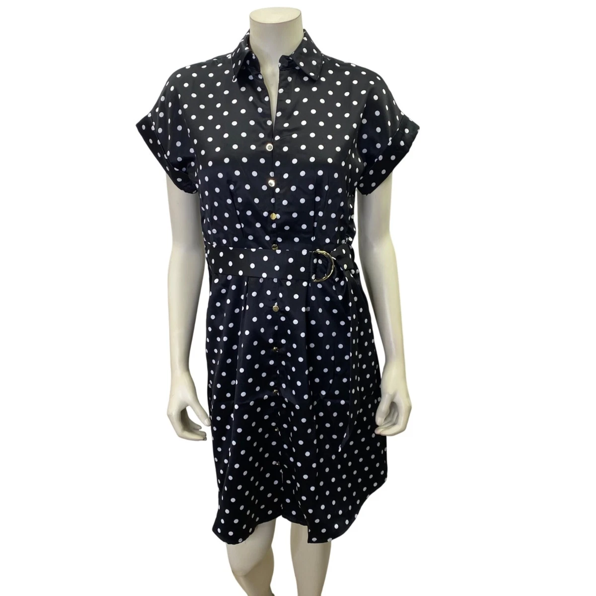 knee length dresses for ladies Polka Dot Candice Satin Dress Black/White