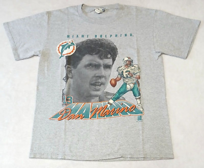 Vintage Dan Marino T Shirt M Nutmeg 1996 Dolphins NFLP Made In USA Gray Rare Exc