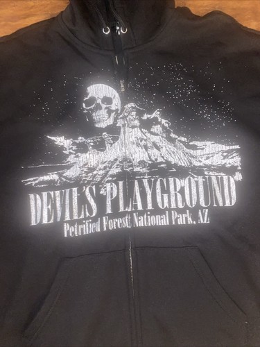 HOT Tropic Social Collision Devil's Playground National Park Black Hoodie L NWT - Picture 2 of 19